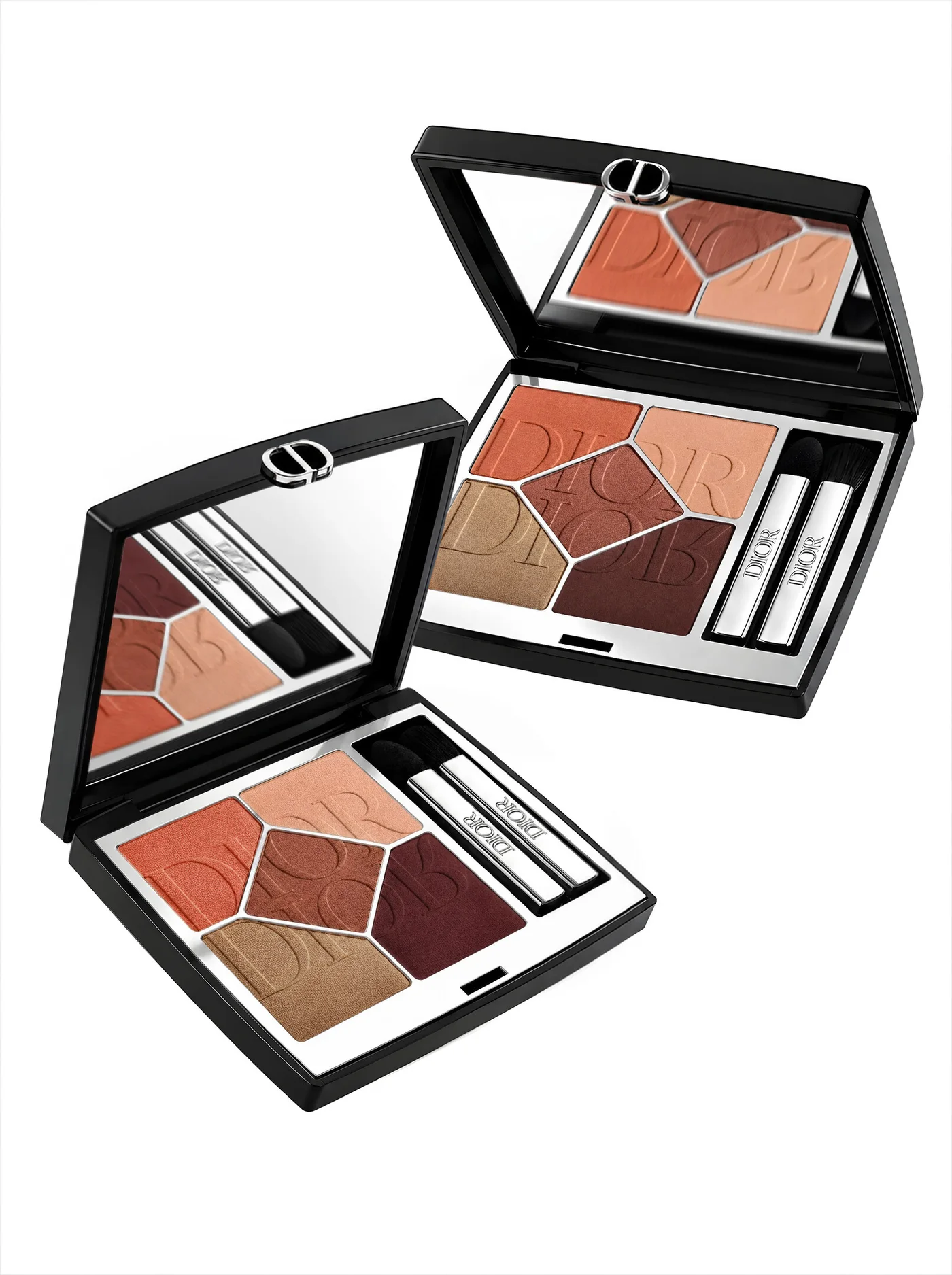 Two open Dior eyeshadow palettes after generation and retouching