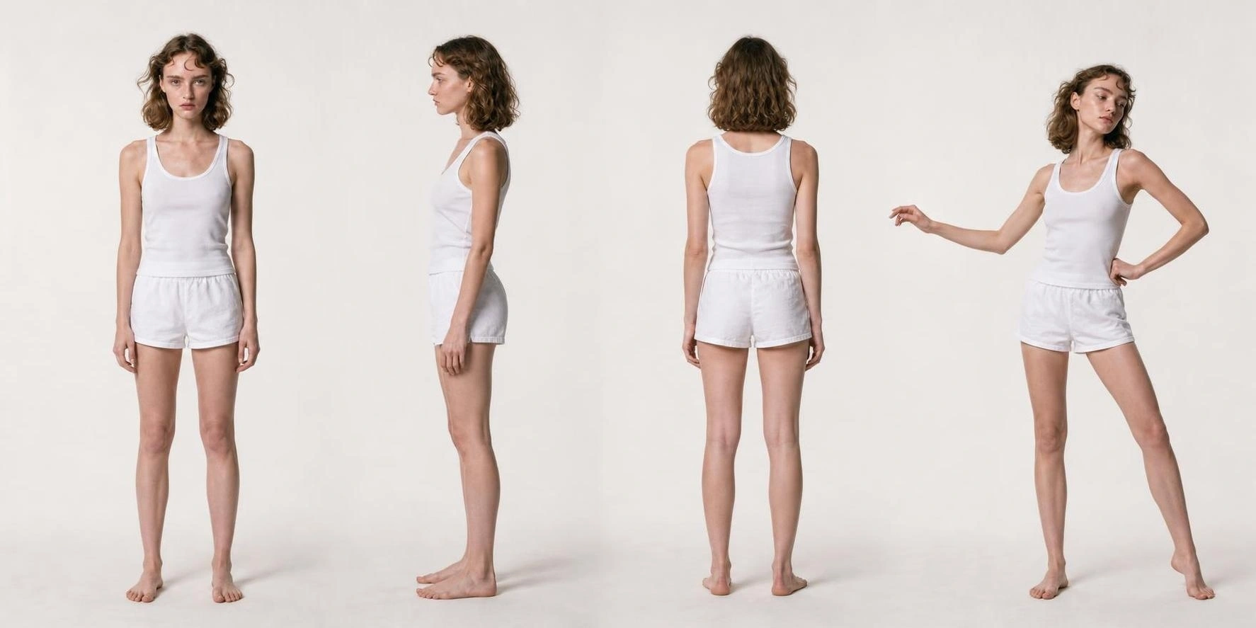 Model Creator character sheet with front, side, back and pose references