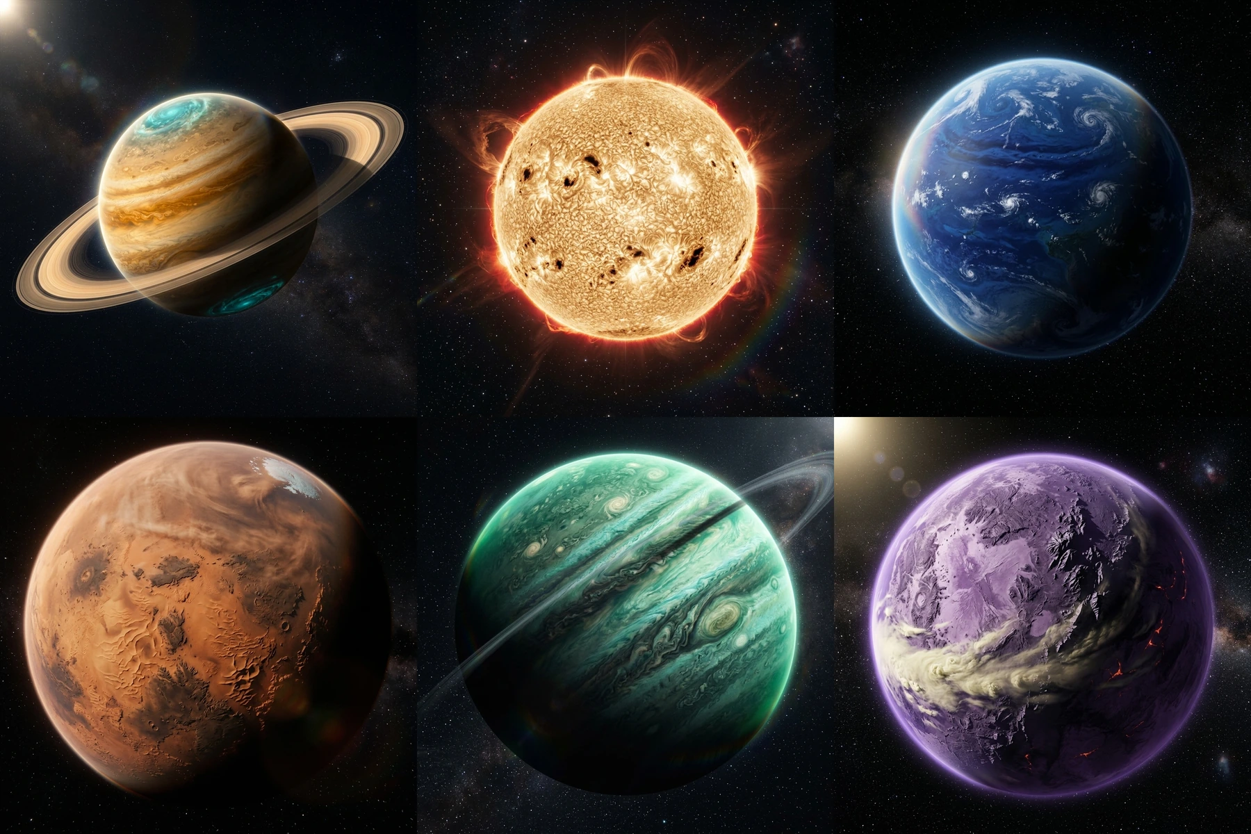 Six celestial scenes from the Space Discovery bundle